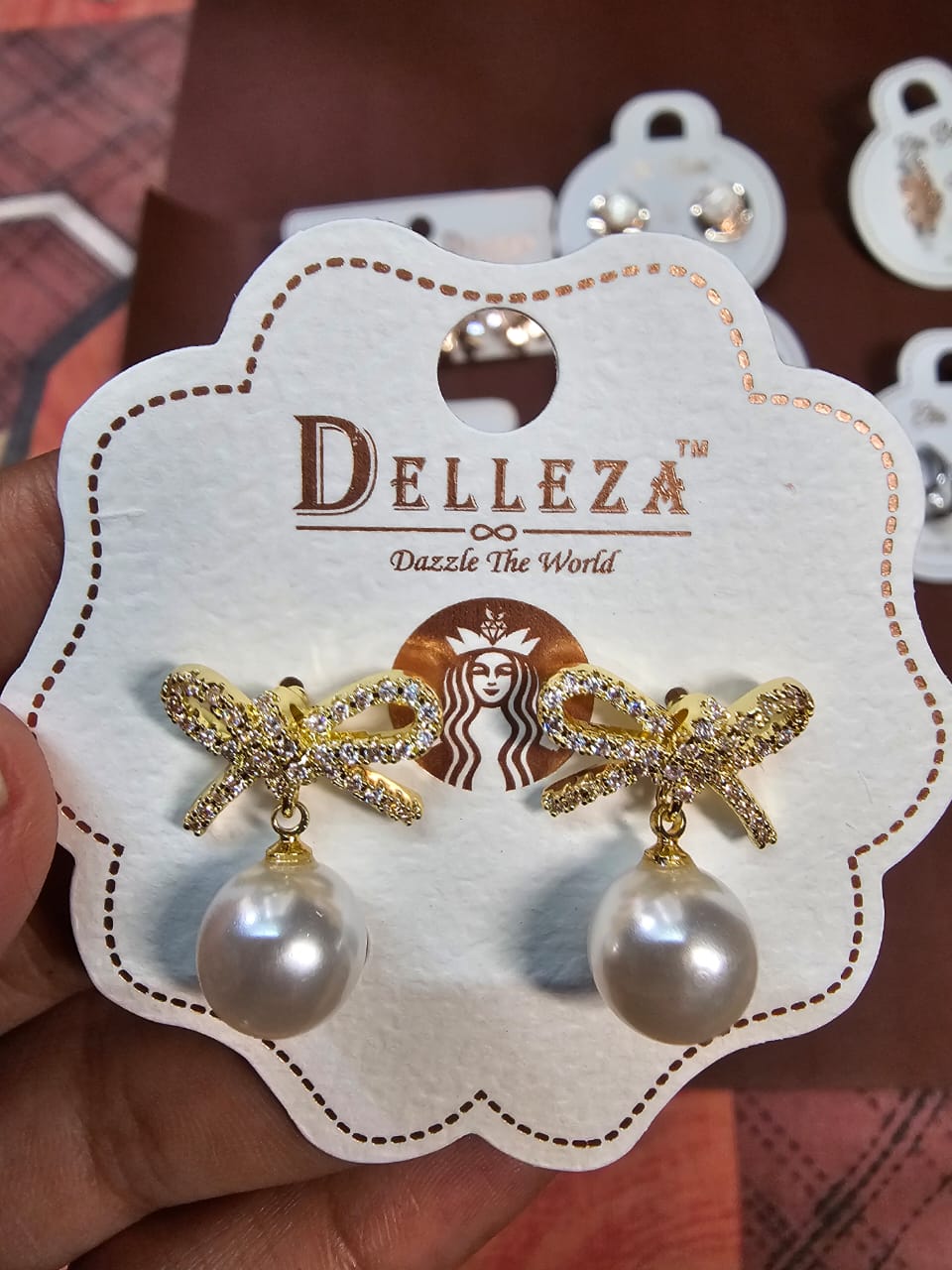 Delleza Ad Stone Bowknot Earrings with Pearl Drop – Oxidised Jewellery by Luxe Aura