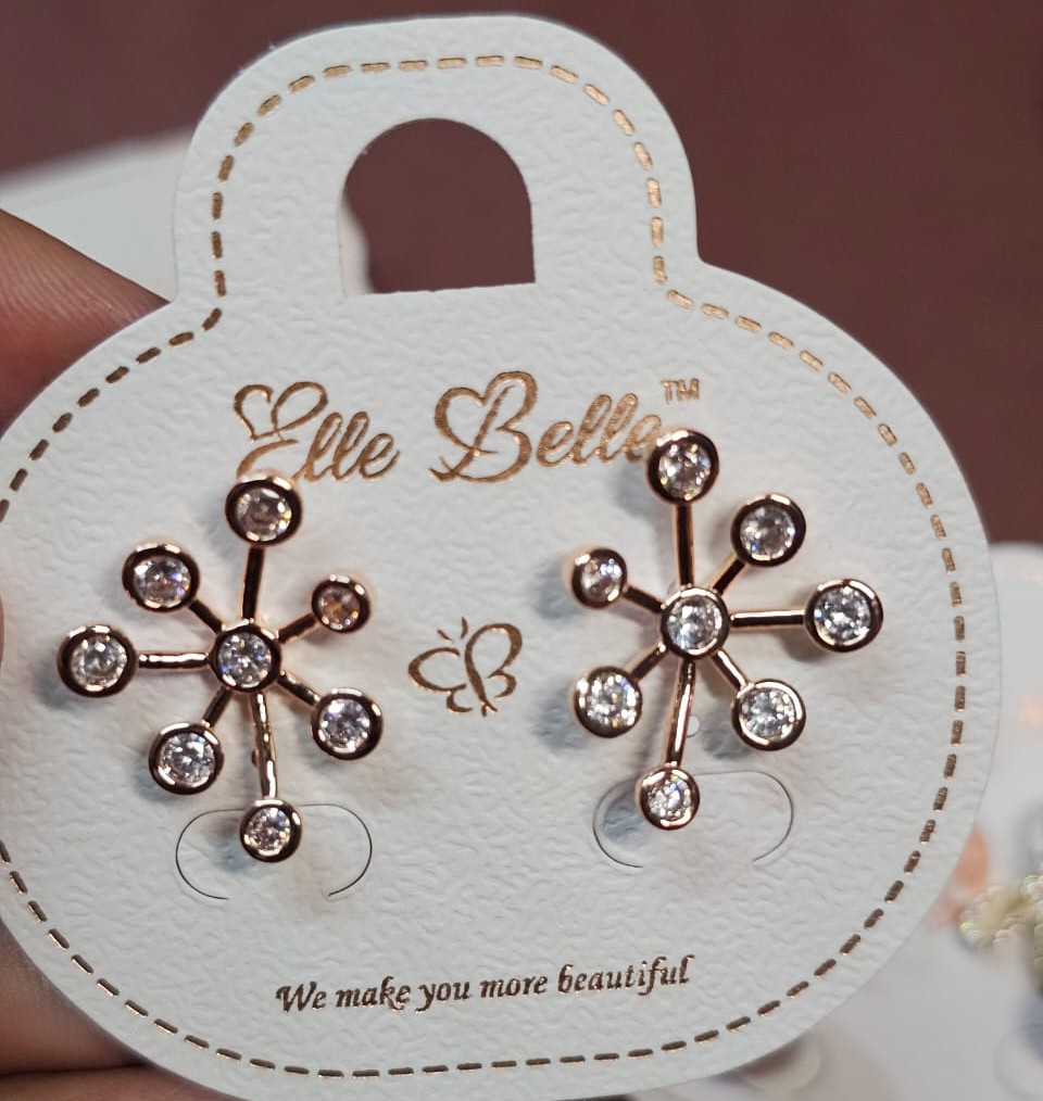 Elle Belle AD Stone Starburst Stud Earrings – Oxidised Jewellery by Luxe Aura